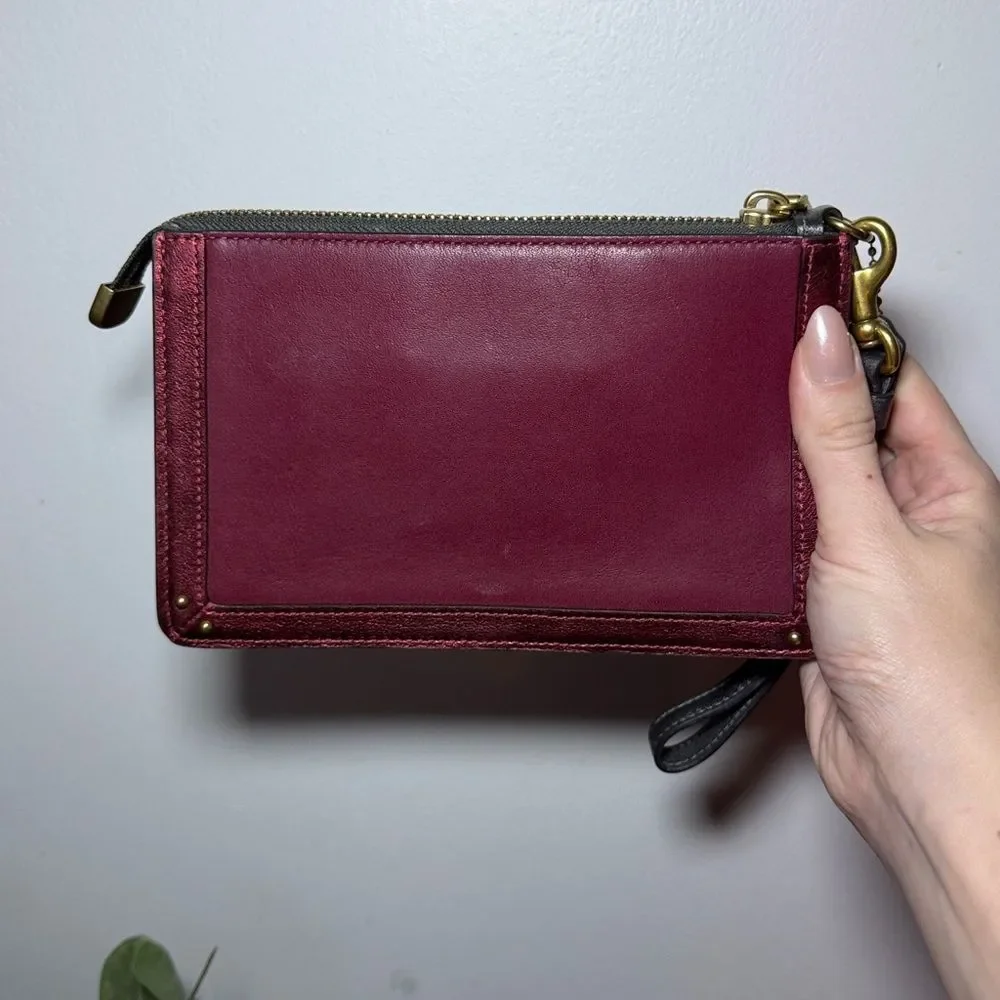 Coach Dreamer Wristlet  Elegant Burgundy and Gray Wristlet
